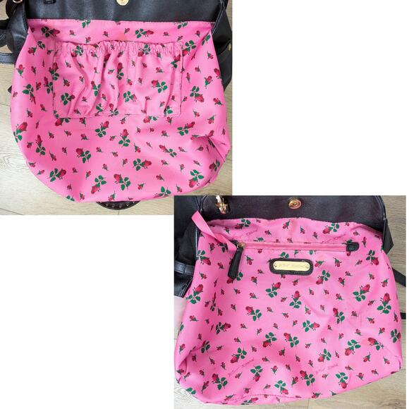 Betsey Johnson Sequin Polka Dot Bow Convertible Crossbody Satchel Bag Blk White - Picture 10 of 12